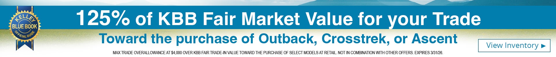 125% of KBB Fair Market Value 