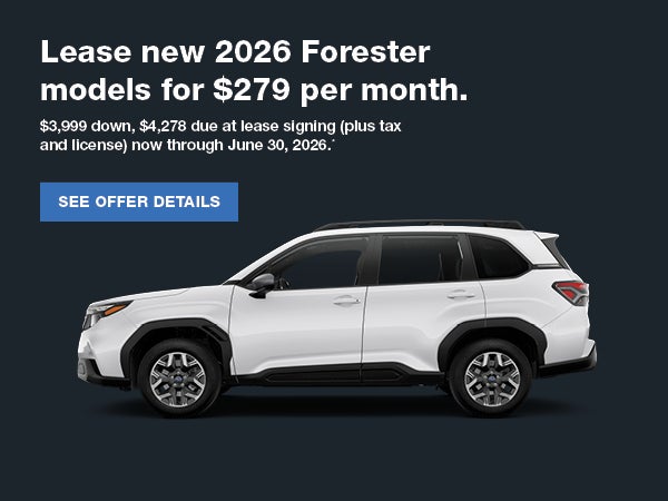 Lease new 2026 Forester models for $279 per month