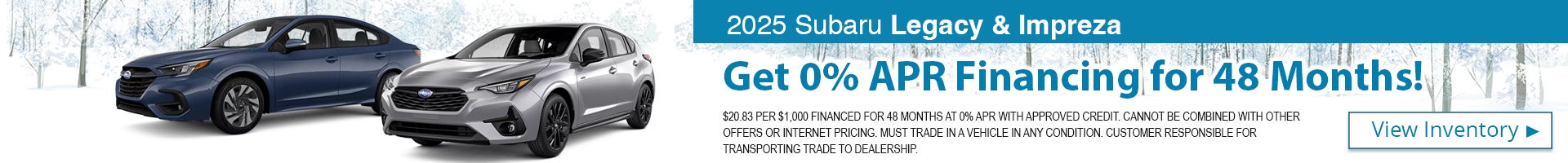 2025 SUbaru Legacy & Impreza