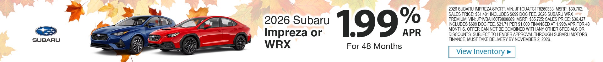 2026 IMPREZA OR WRX APR